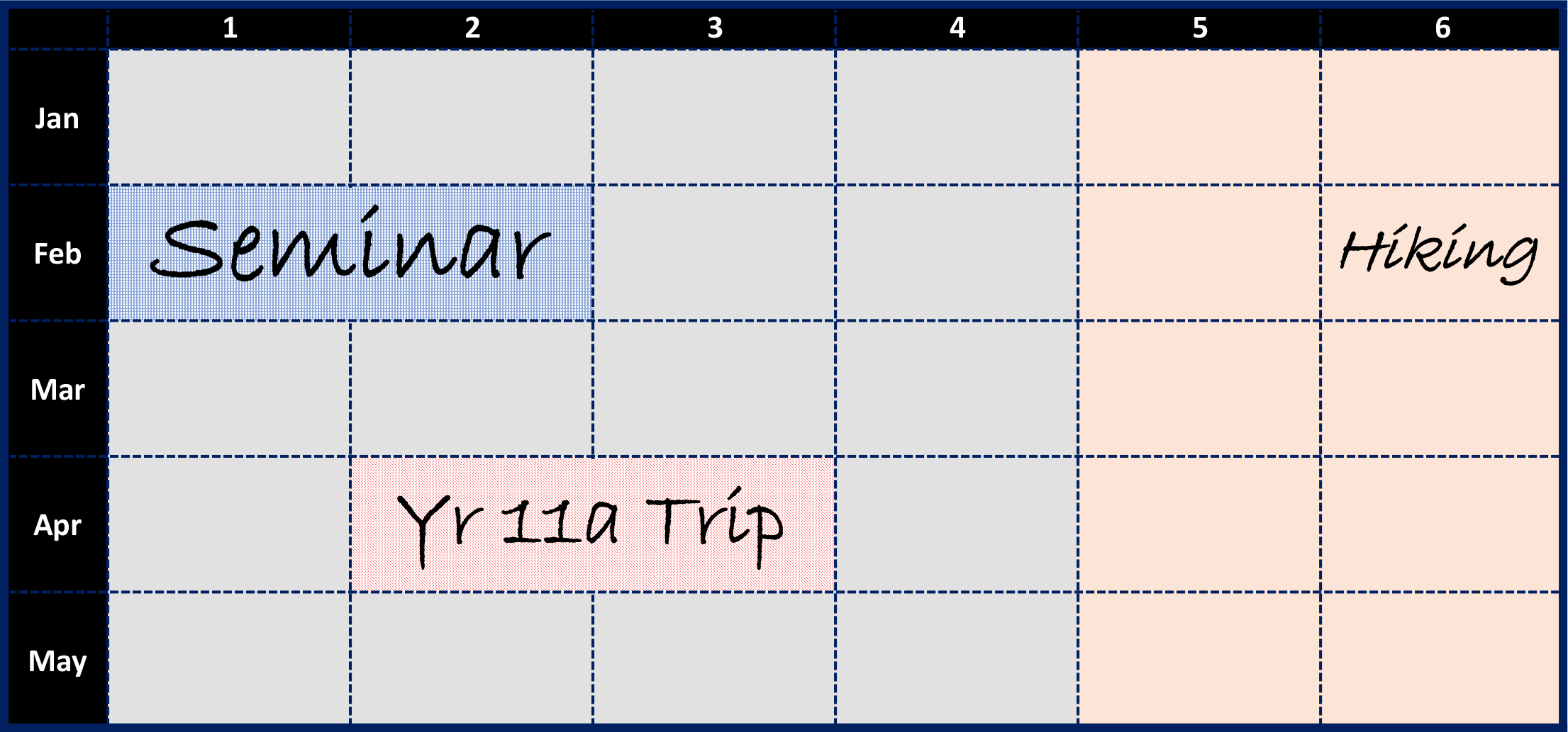 Planner with marked dates